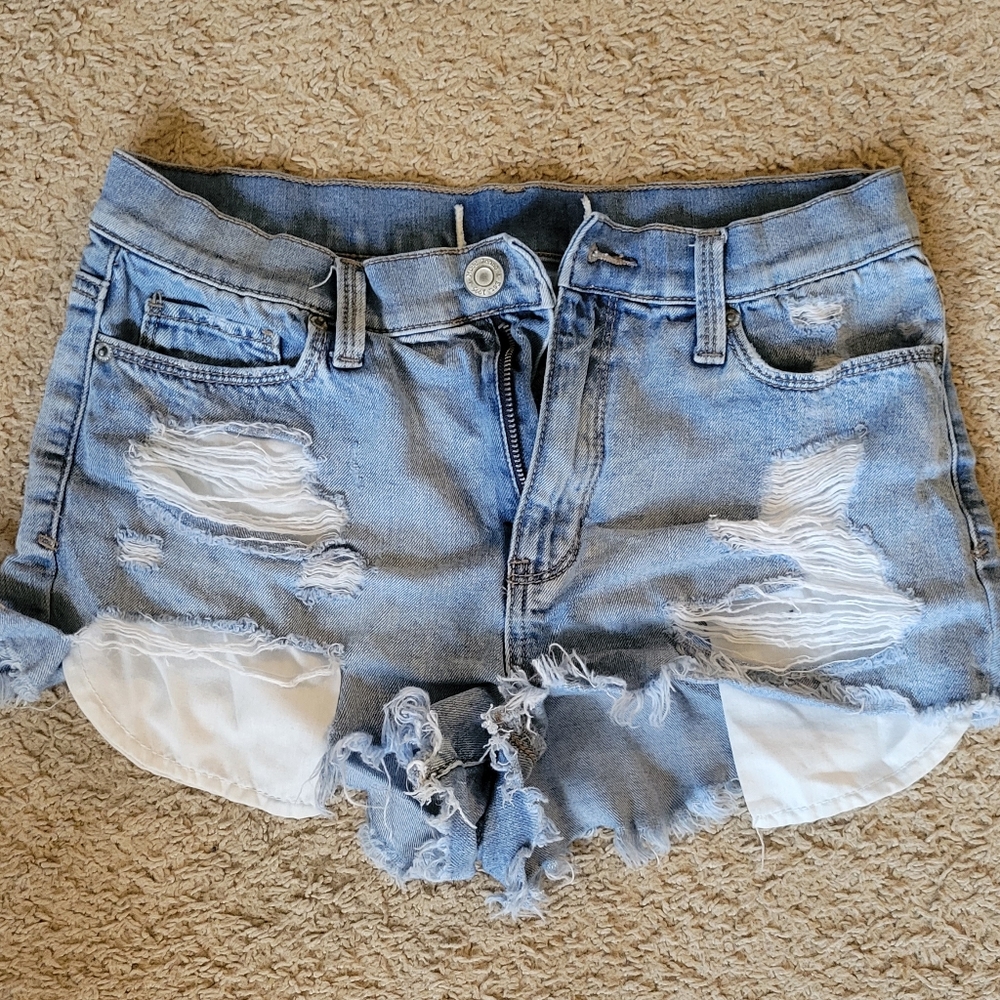 Girls Junior's Short Shorts With Rips